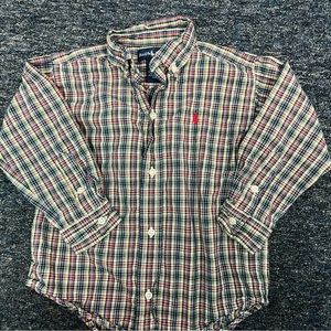 Boys LS Plaid Polo 3T